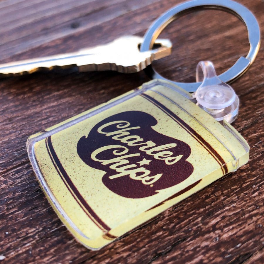 Charles Chips Classic Tin Keychain — Collectible Acrylic Keychain