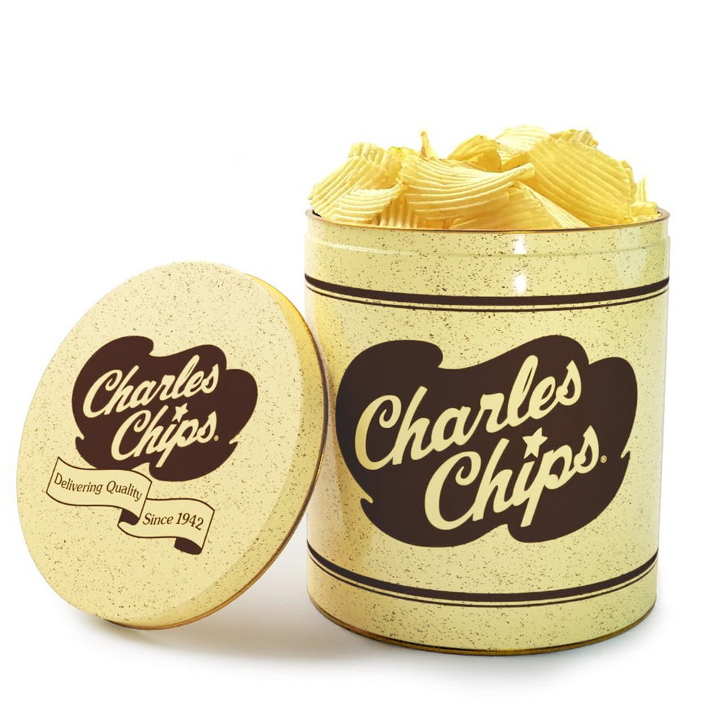Charles Chips Tin - Salt Vinegar Waffle Chips - Charles Chips