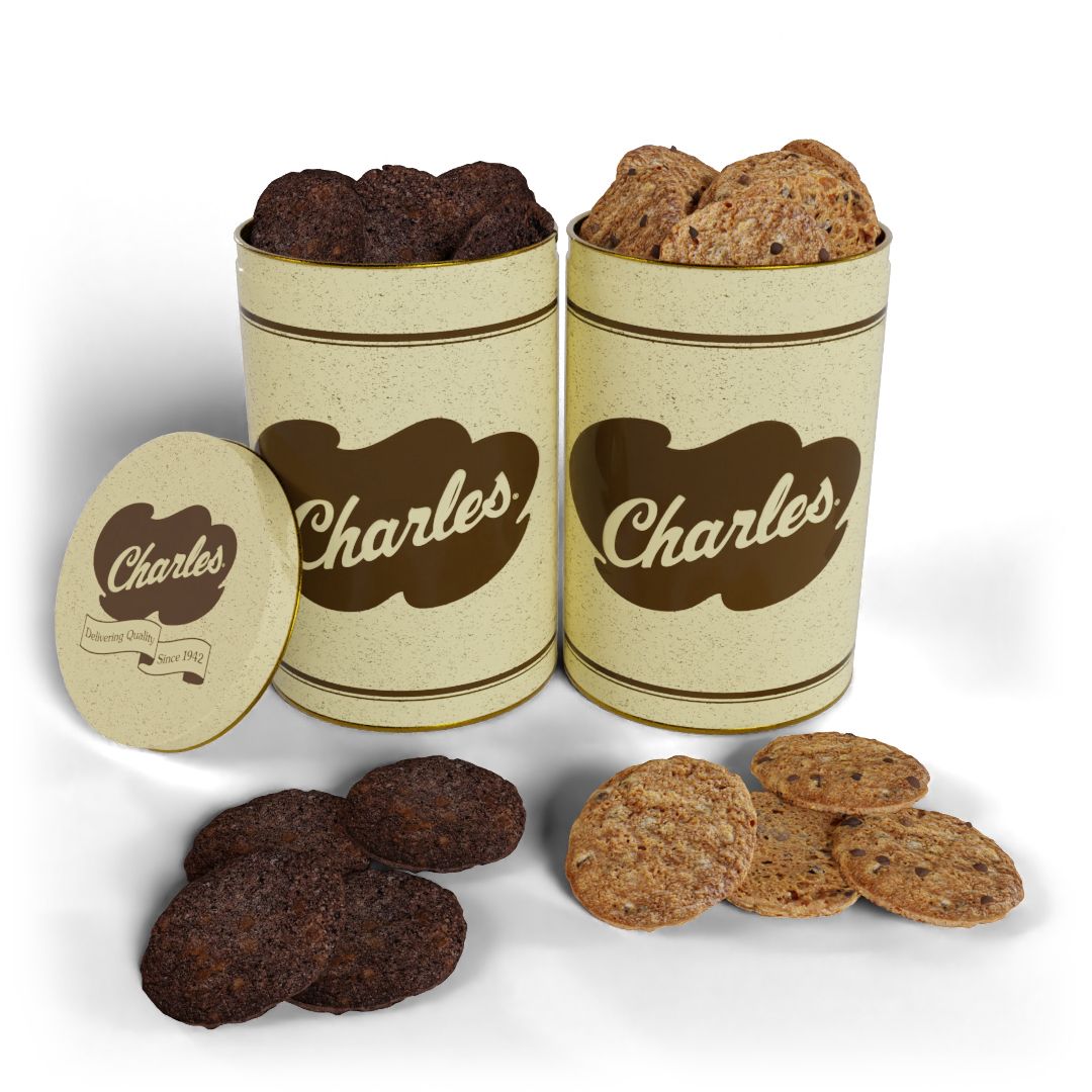 Double Chocolate Chip Tin & Chocolate Chip Cookie Tin – Charles Chips