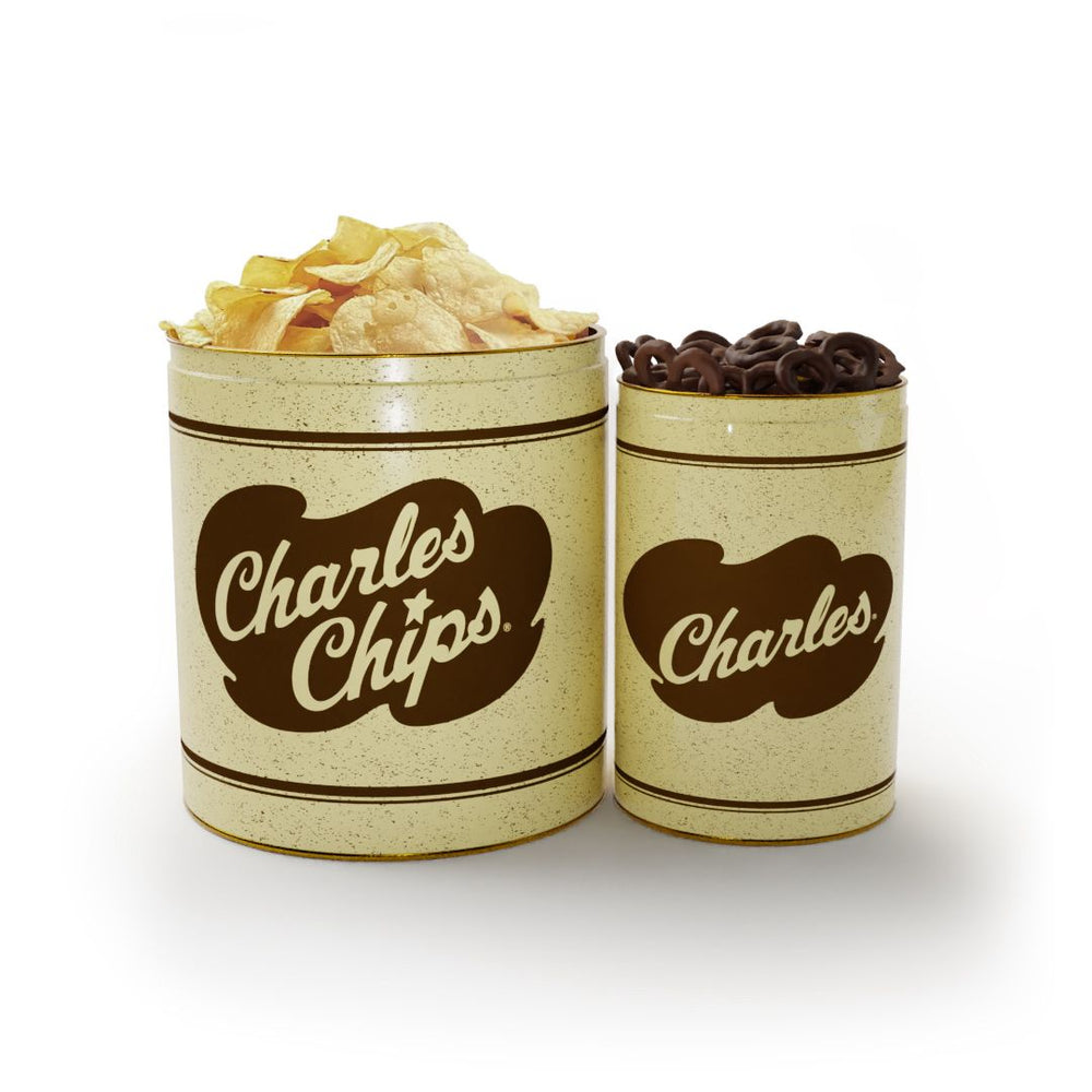 Original Chip Tin + Chocolaty Dipped Pretzels Tin