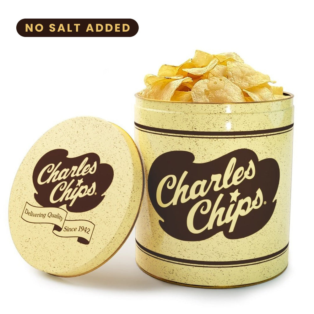 Charles Chips Tin - Unsalted Chips - Charles Chips