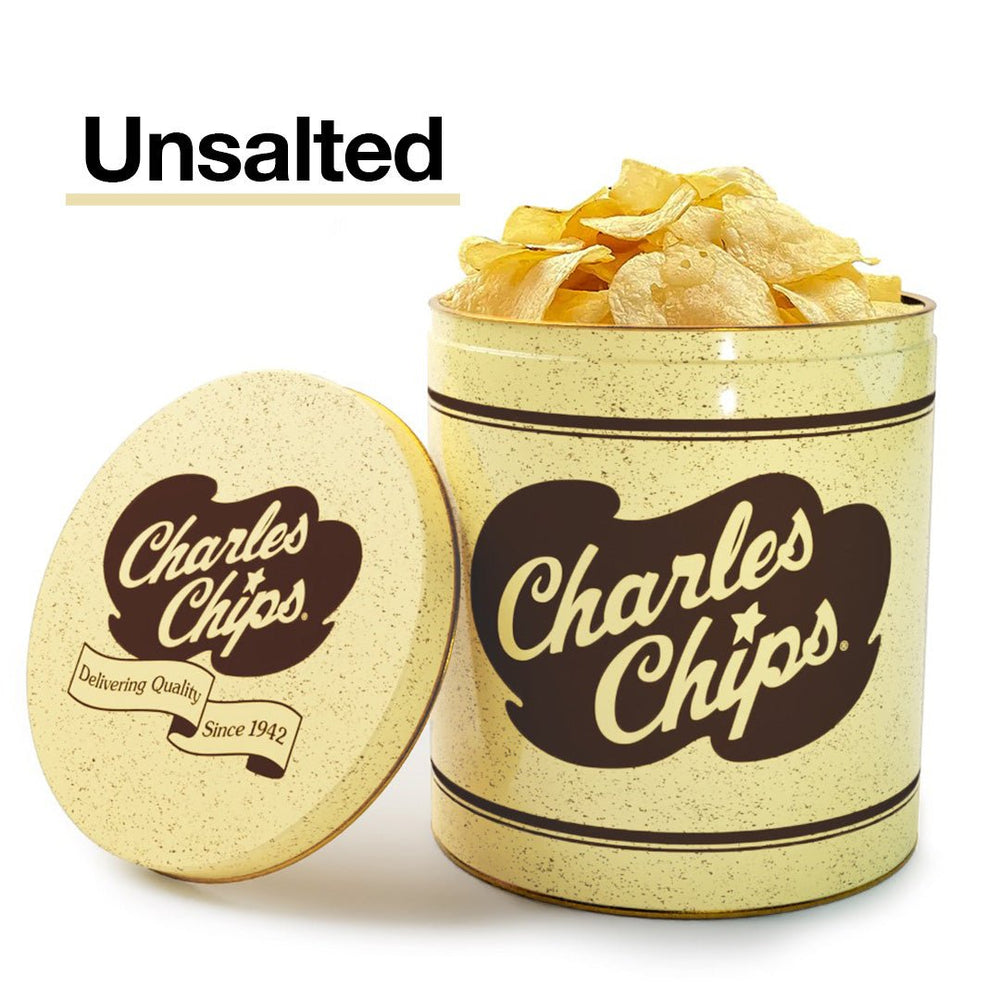 Charles Chips Tin - Unsalted Chips - Charles Chips